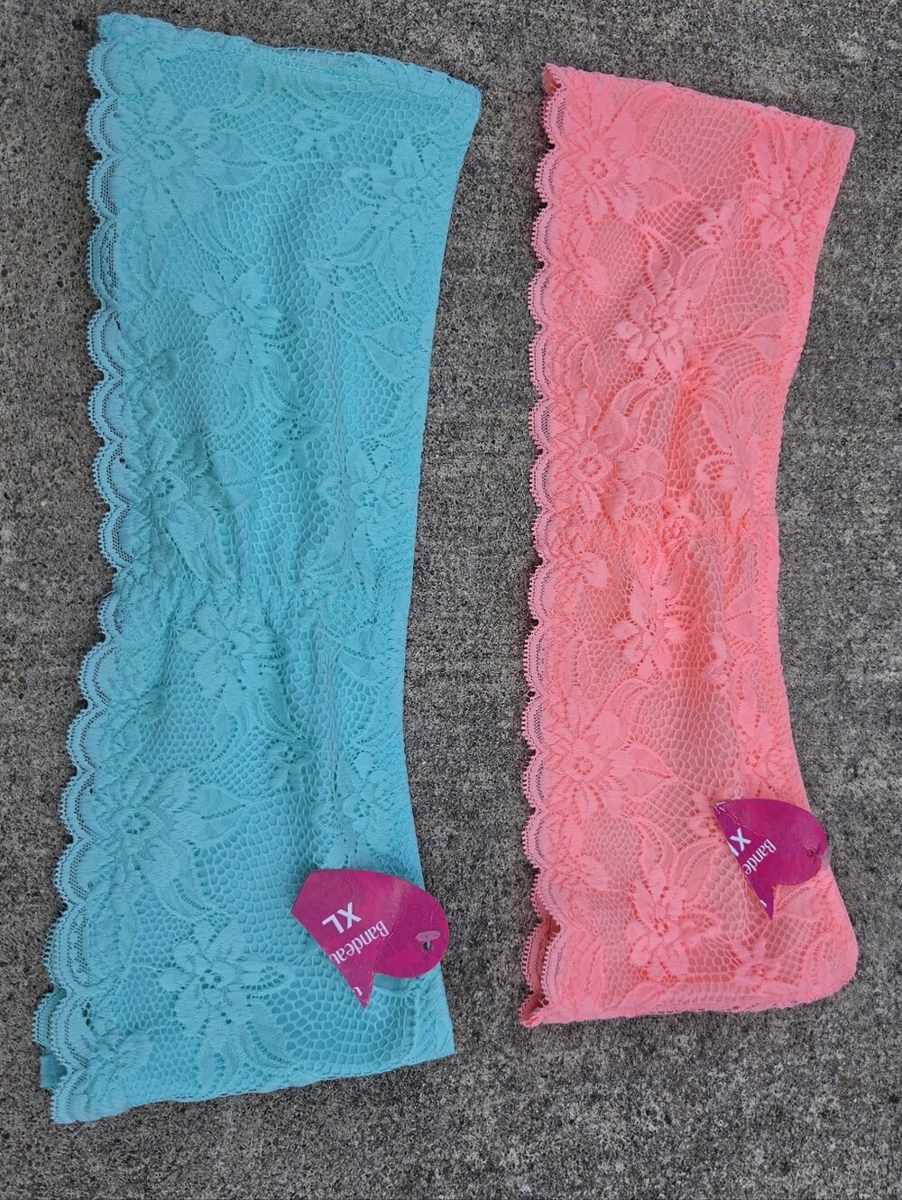 Tarea Rue 21 Lace Bandeau Set in Coral Pink & Aqua Blue XL new With Tags